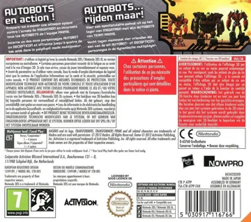 Transformers Prime - The Game (Usa) box cover back